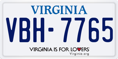 VA license plate VBH7765