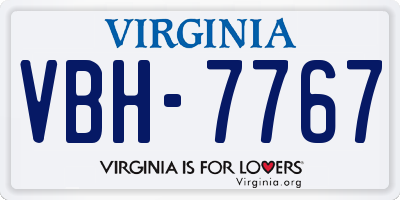 VA license plate VBH7767