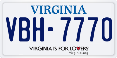 VA license plate VBH7770