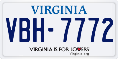VA license plate VBH7772