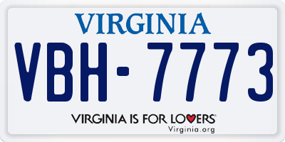 VA license plate VBH7773