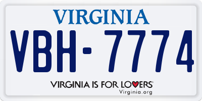 VA license plate VBH7774