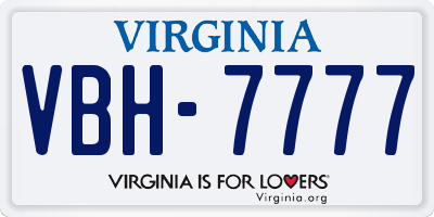 VA license plate VBH7777