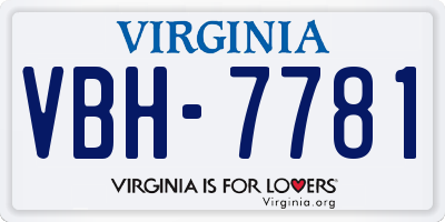 VA license plate VBH7781