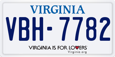VA license plate VBH7782