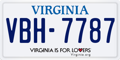 VA license plate VBH7787