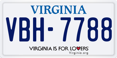 VA license plate VBH7788