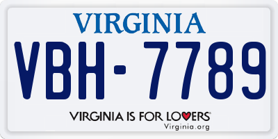 VA license plate VBH7789