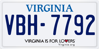 VA license plate VBH7792