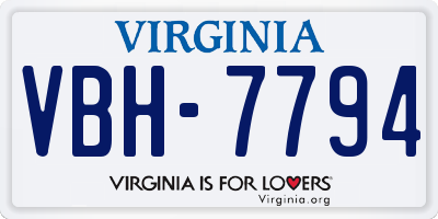 VA license plate VBH7794