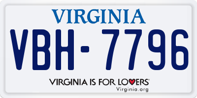 VA license plate VBH7796