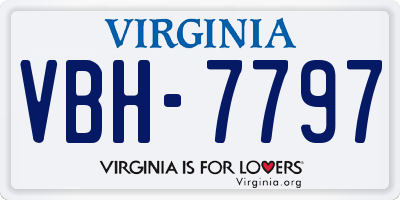 VA license plate VBH7797