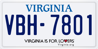 VA license plate VBH7801