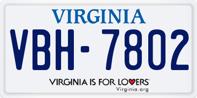 VA license plate VBH7802