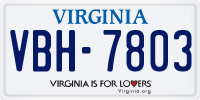 VA license plate VBH7803