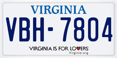 VA license plate VBH7804