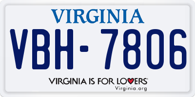 VA license plate VBH7806