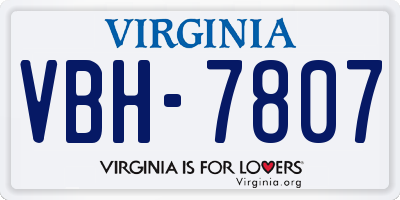 VA license plate VBH7807