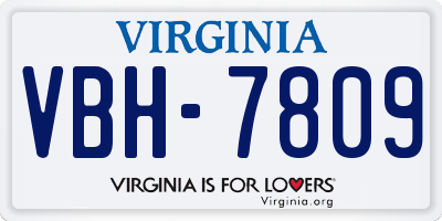 VA license plate VBH7809