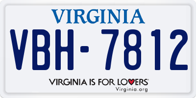 VA license plate VBH7812