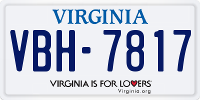 VA license plate VBH7817