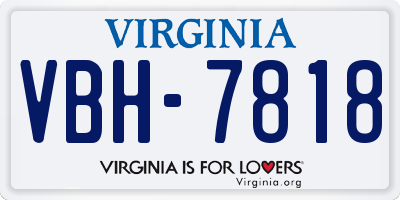 VA license plate VBH7818