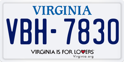 VA license plate VBH7830