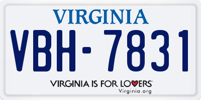 VA license plate VBH7831