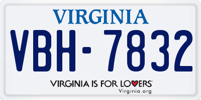 VA license plate VBH7832