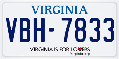 VA license plate VBH7833