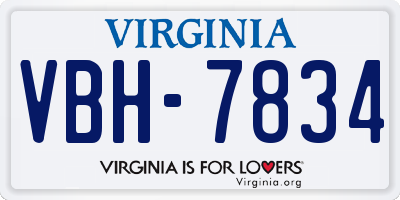 VA license plate VBH7834