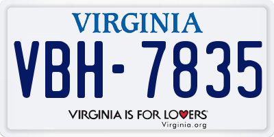 VA license plate VBH7835