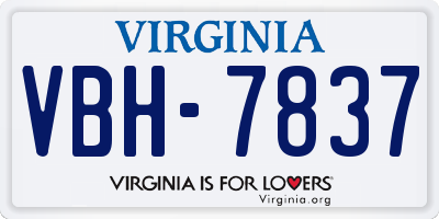 VA license plate VBH7837
