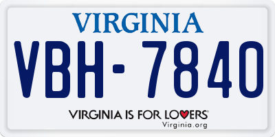 VA license plate VBH7840