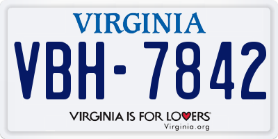 VA license plate VBH7842