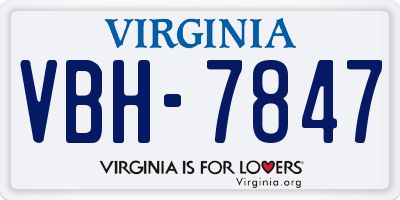 VA license plate VBH7847