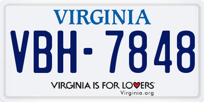 VA license plate VBH7848