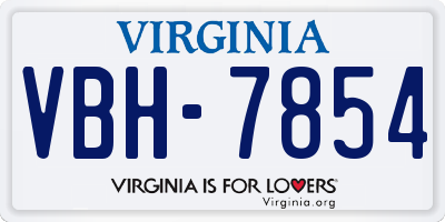 VA license plate VBH7854