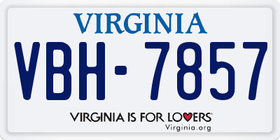 VA license plate VBH7857