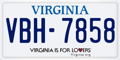 VA license plate VBH7858