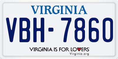VA license plate VBH7860