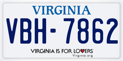 VA license plate VBH7862