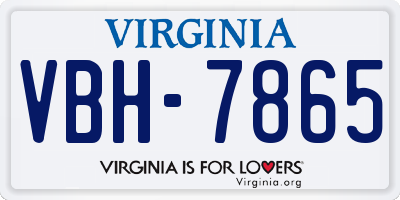VA license plate VBH7865