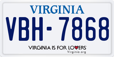 VA license plate VBH7868