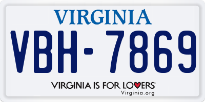 VA license plate VBH7869