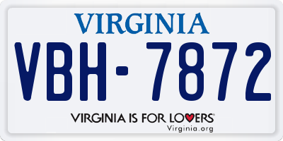 VA license plate VBH7872
