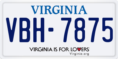 VA license plate VBH7875