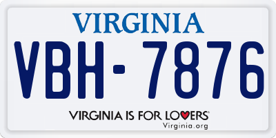 VA license plate VBH7876