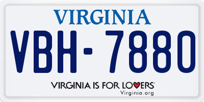 VA license plate VBH7880