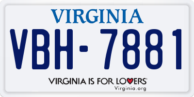 VA license plate VBH7881